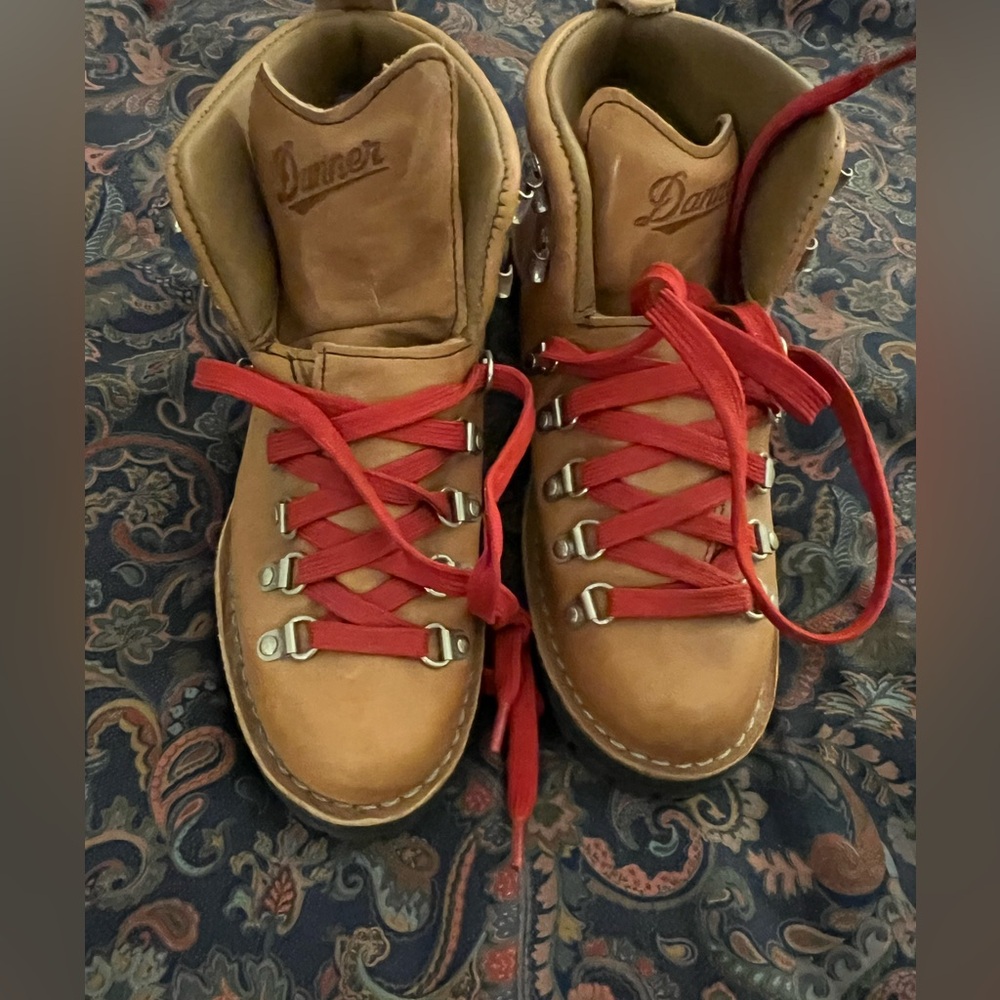 Danner Tan Lace-Up Hiking Boots with Red Laces